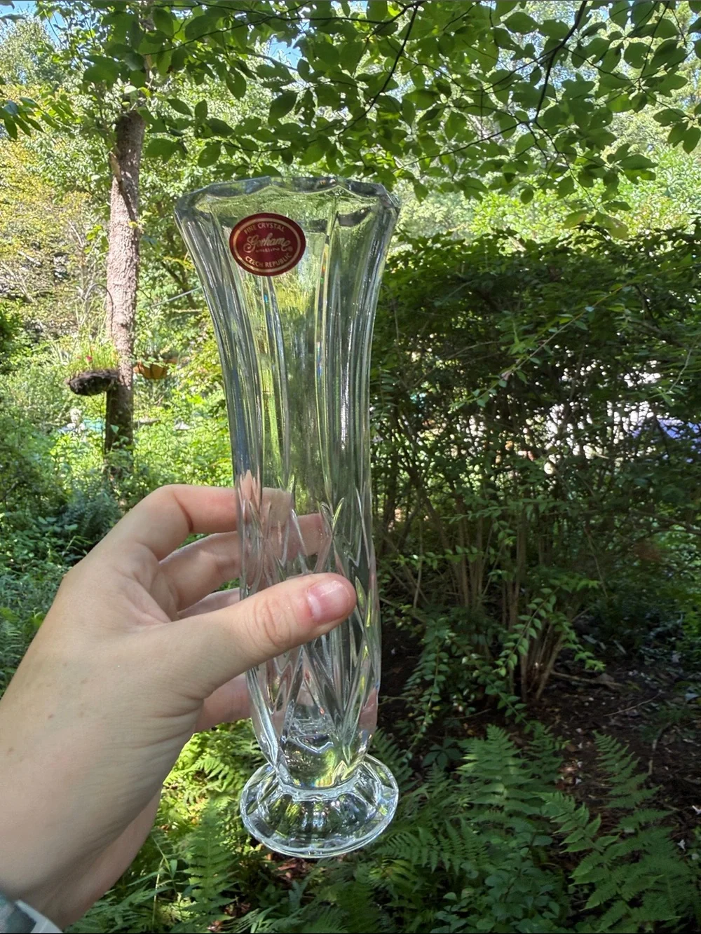 Gorham Clear Lady Anne 8 inch Crystal Cut-Glass Bud Vase